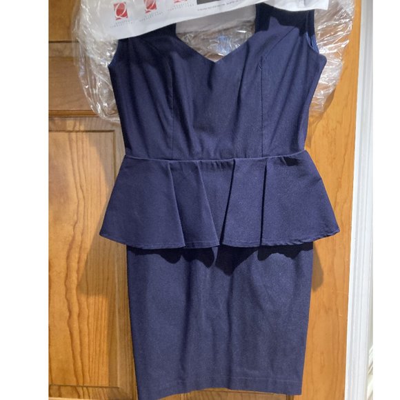 Lovely Day Navy peplum dress Size Medium Navy - Picture 2 of 6